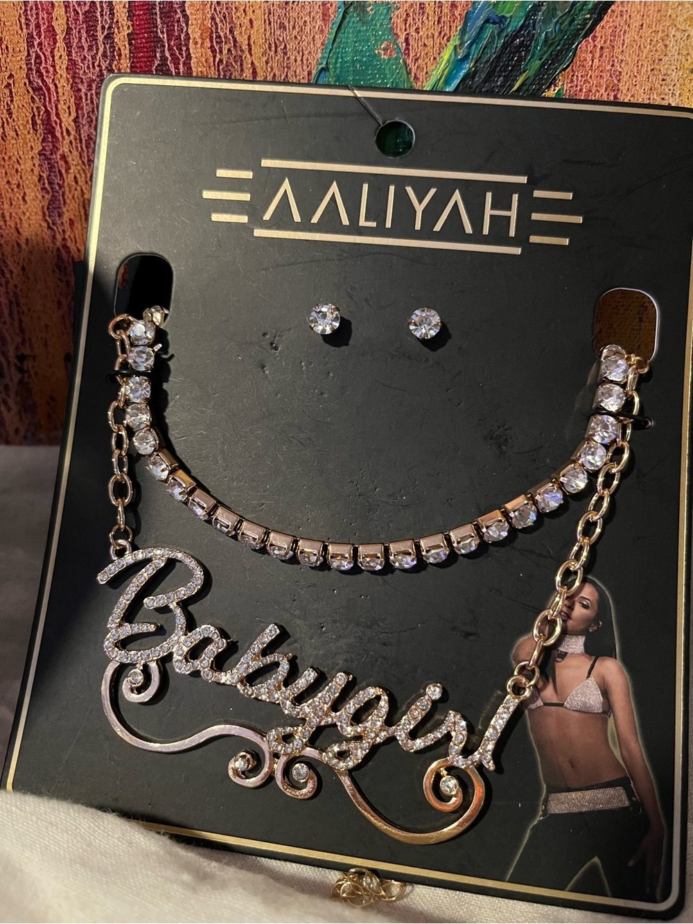 Babygirl Y2K Gold 'Aaliyah' Crystal Necklace Set
